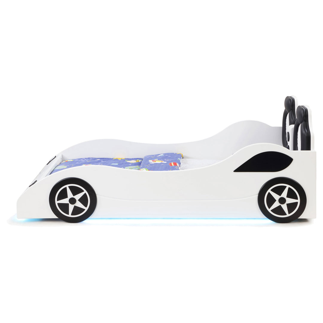 Cruiser Wood Twin LED Car Bed White