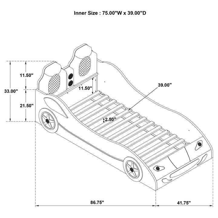 Cruiser Wood Twin LED Car Bed White