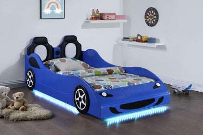 Cruiser Wood Twin LED Car Bed Blue