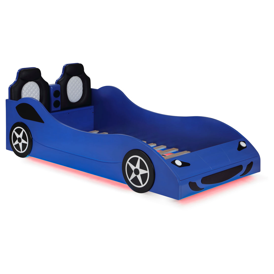 Cruiser Wood Twin LED Car Bed Blue