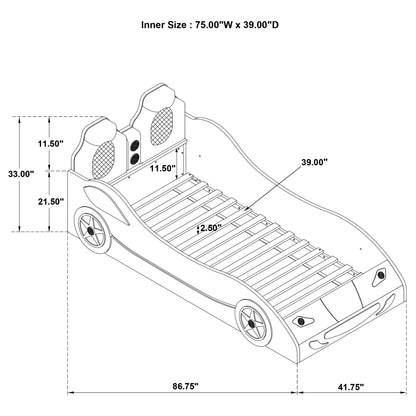 Cruiser Wood Twin LED Car Bed Blue