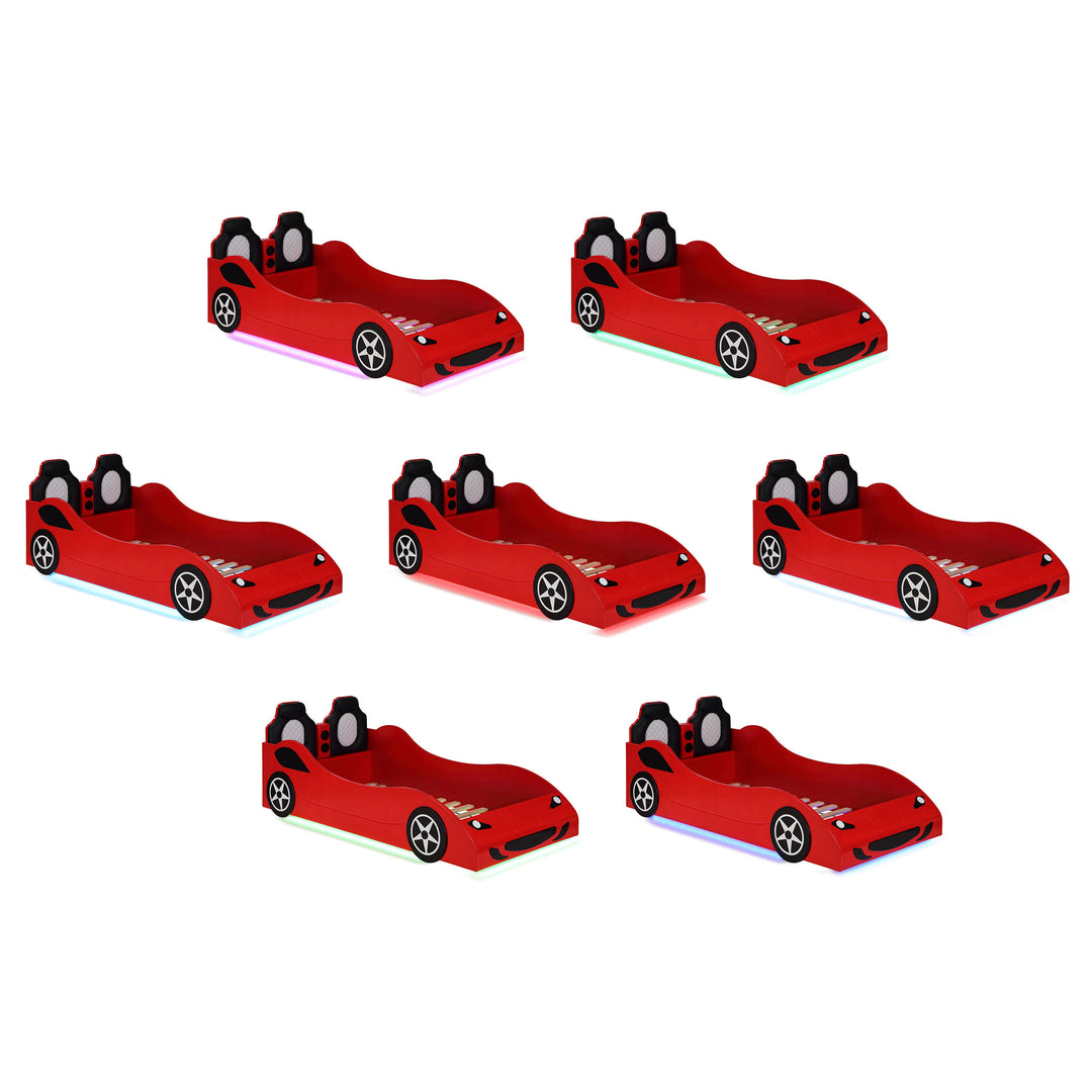 Cruiser Wood Twin LED Car Bed Red