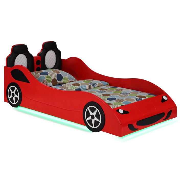 Cruiser Wood Twin LED Car Bed Red