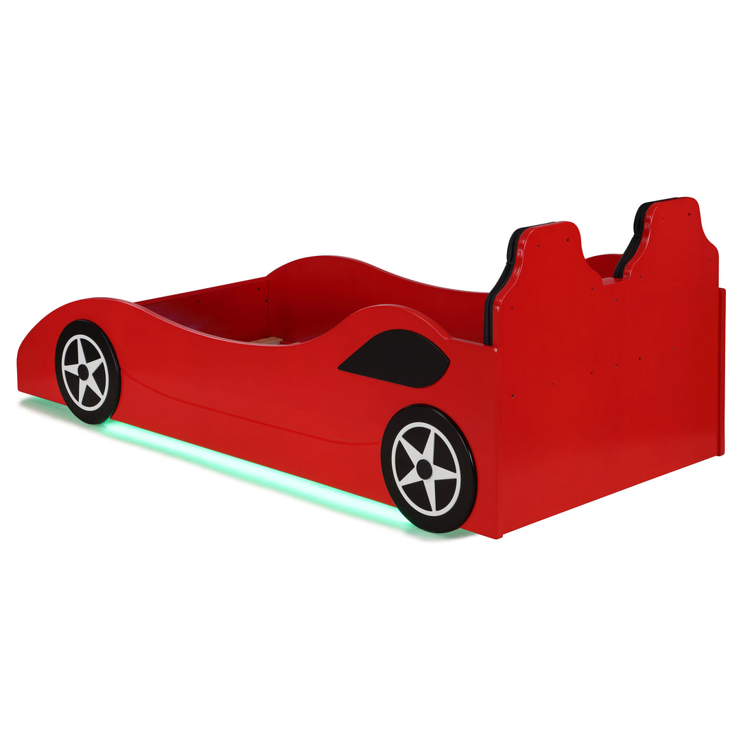 Cruiser Wood Twin LED Car Bed Red