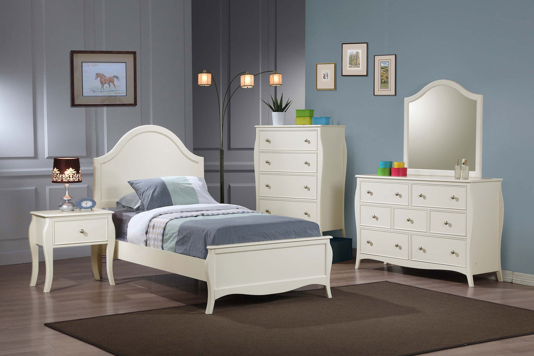 Dominique Wood Twin Panel Bed Cream White