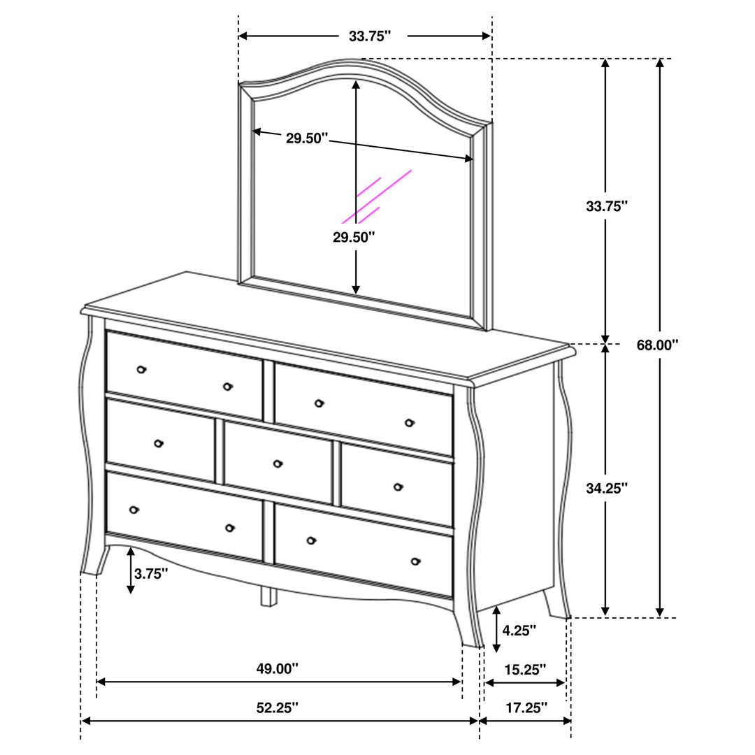 Dominique 7-drawer Dresser with Mirror Cream White