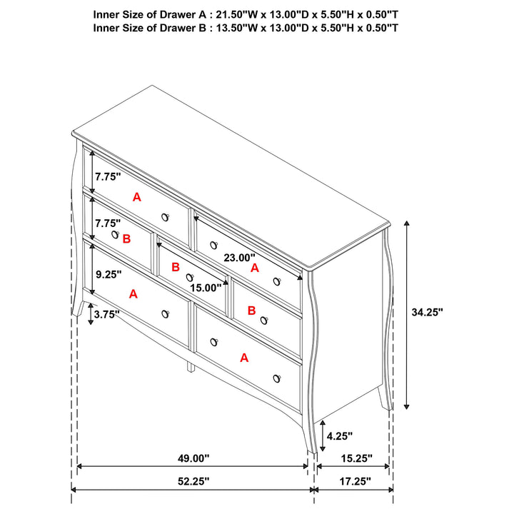 Dominique 7-drawer Dresser Cream White