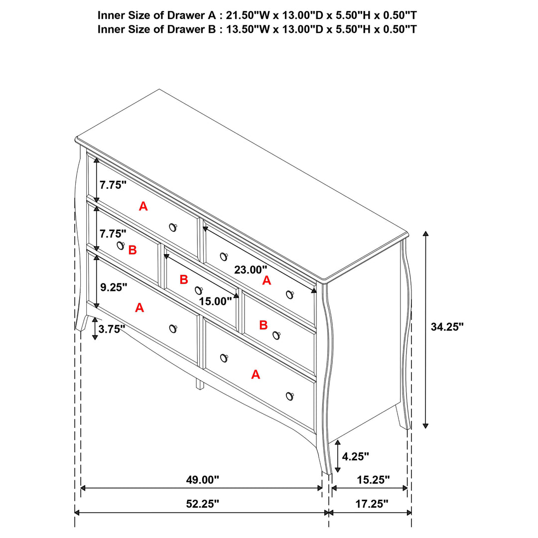 Dominique 7-drawer Dresser Cream White