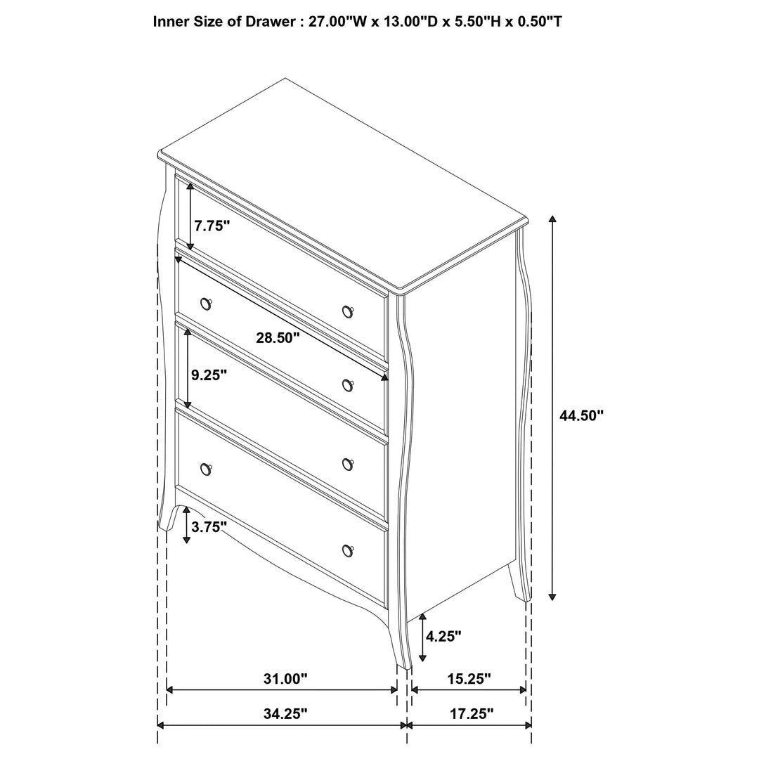 Dominique 4-drawer Bedroom Chest Cream White