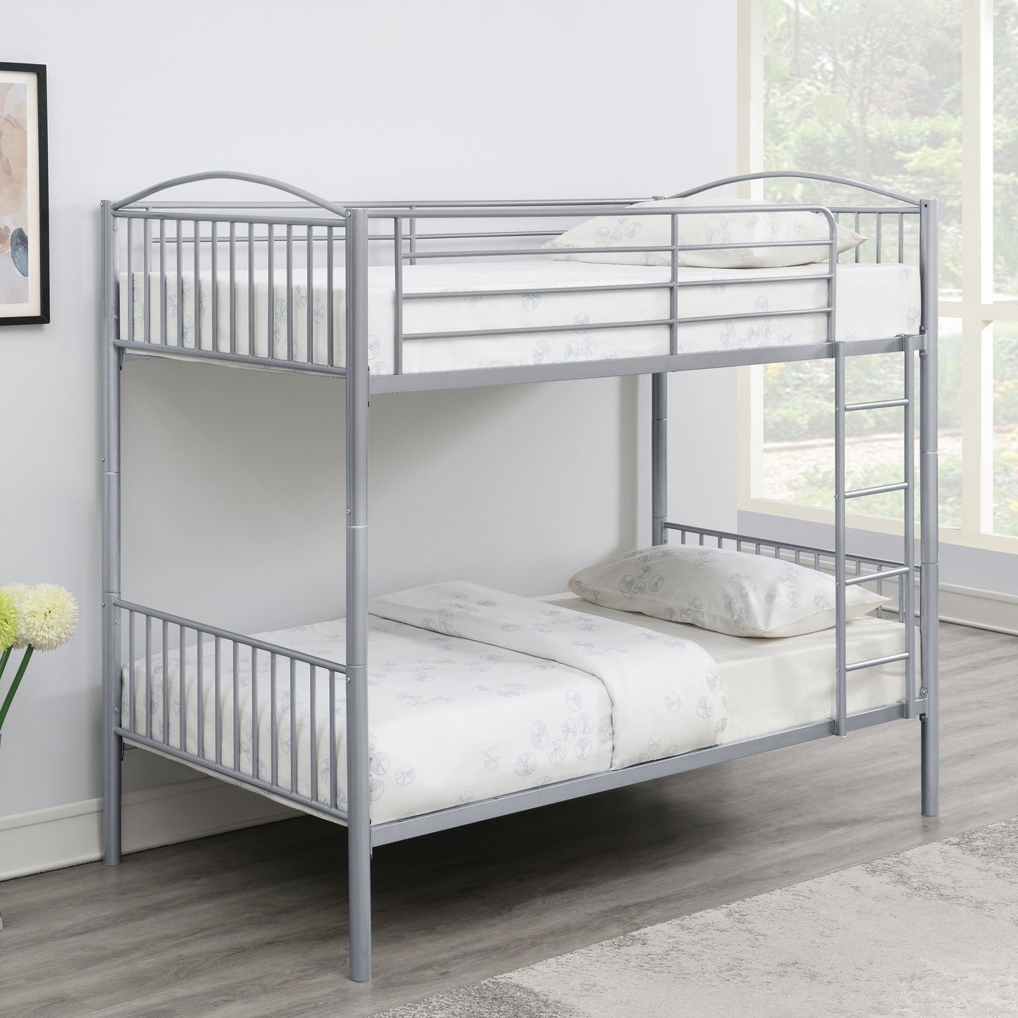 Anson Twin Over Twin Bunk Bed Silver