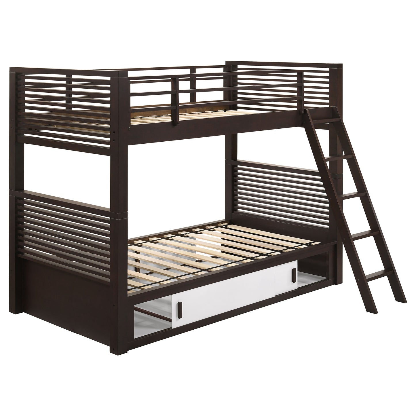 Oliver Wood Twin Over Twin Bunk Bed Java