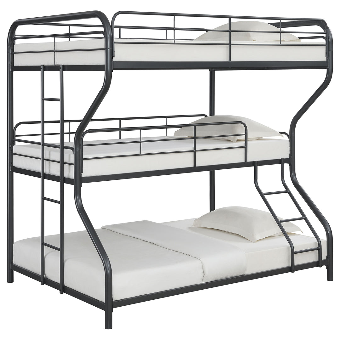 Garner Full Over Twin Over Full Triple Bunk Bed Gunmetal