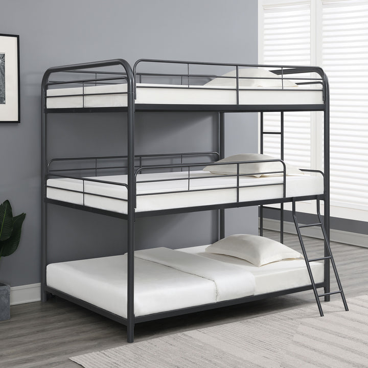 Garner Metal Full Triple Bunk Bed Gunmetal