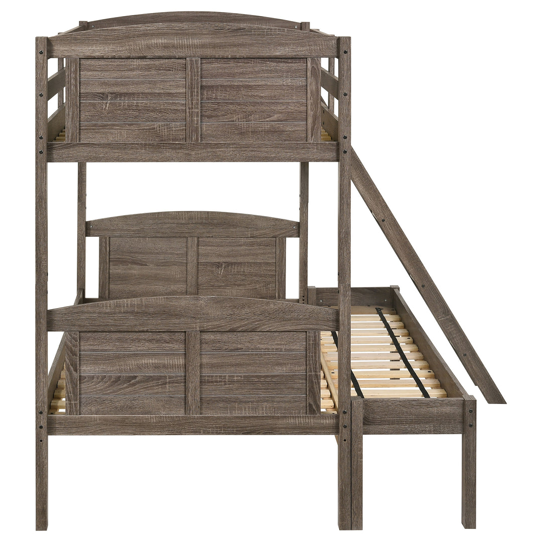 Flynn Wood Twin Over Full Bunk Bed Weathered Brown