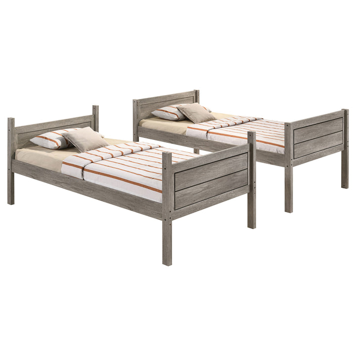 Ryder Wood Twin Over Twin Bunk Bed Weathered Taupe