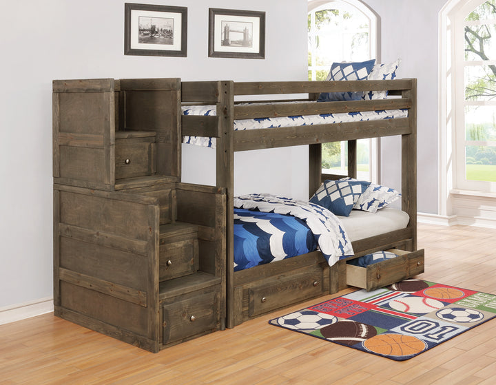 Wrangle Hill Wood Twin Over Twin Bunk Bed Gun Smoke