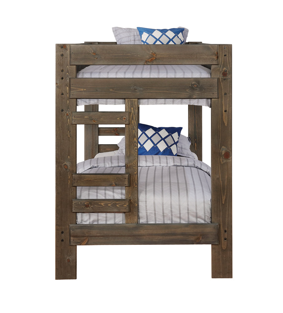 Wrangle Hill Wood Twin Over Twin Bunk Bed Gun Smoke