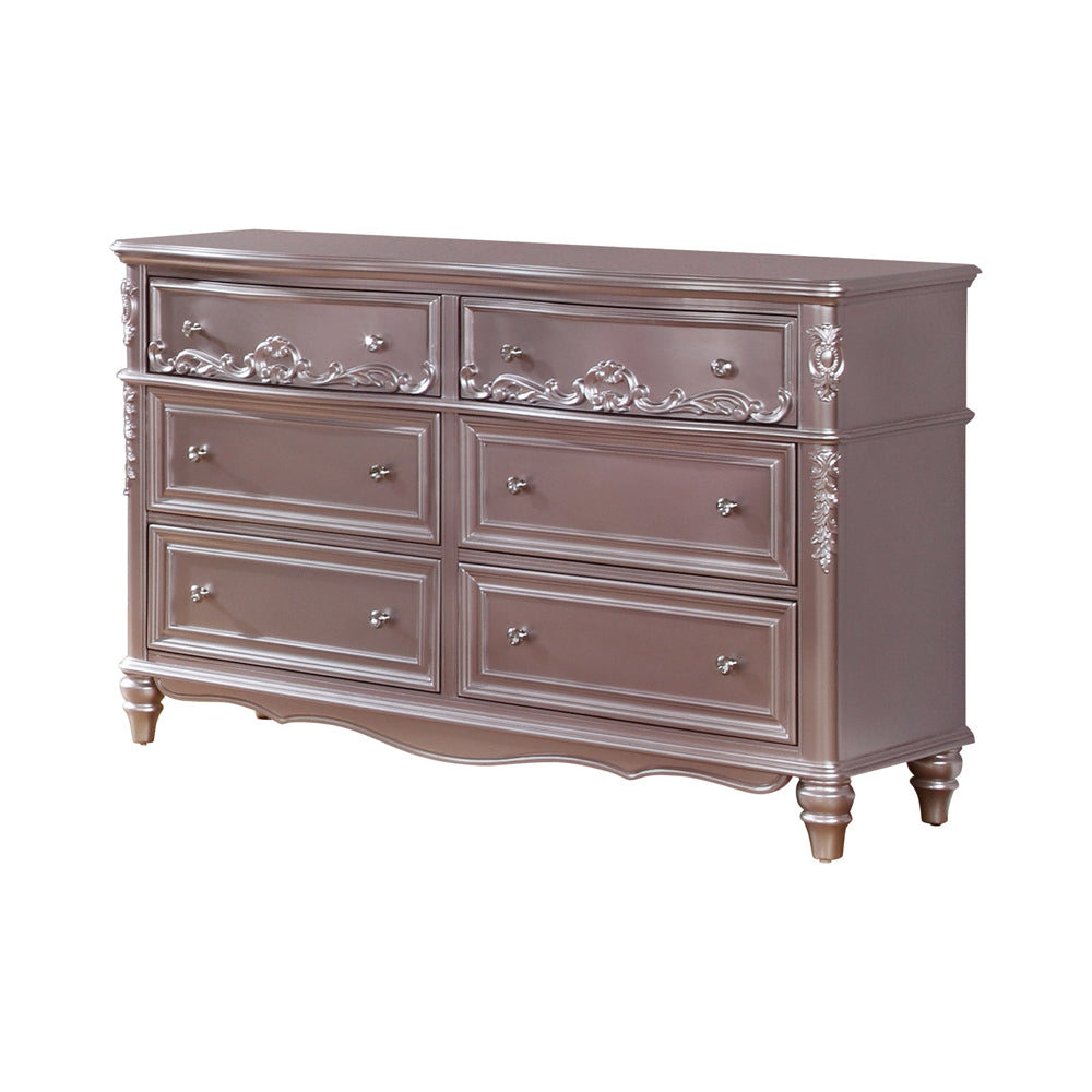 Caroline 6-drawer Dresser Metallic Lilac