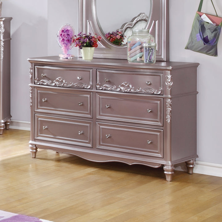 Caroline 6-drawer Dresser Metallic Lilac