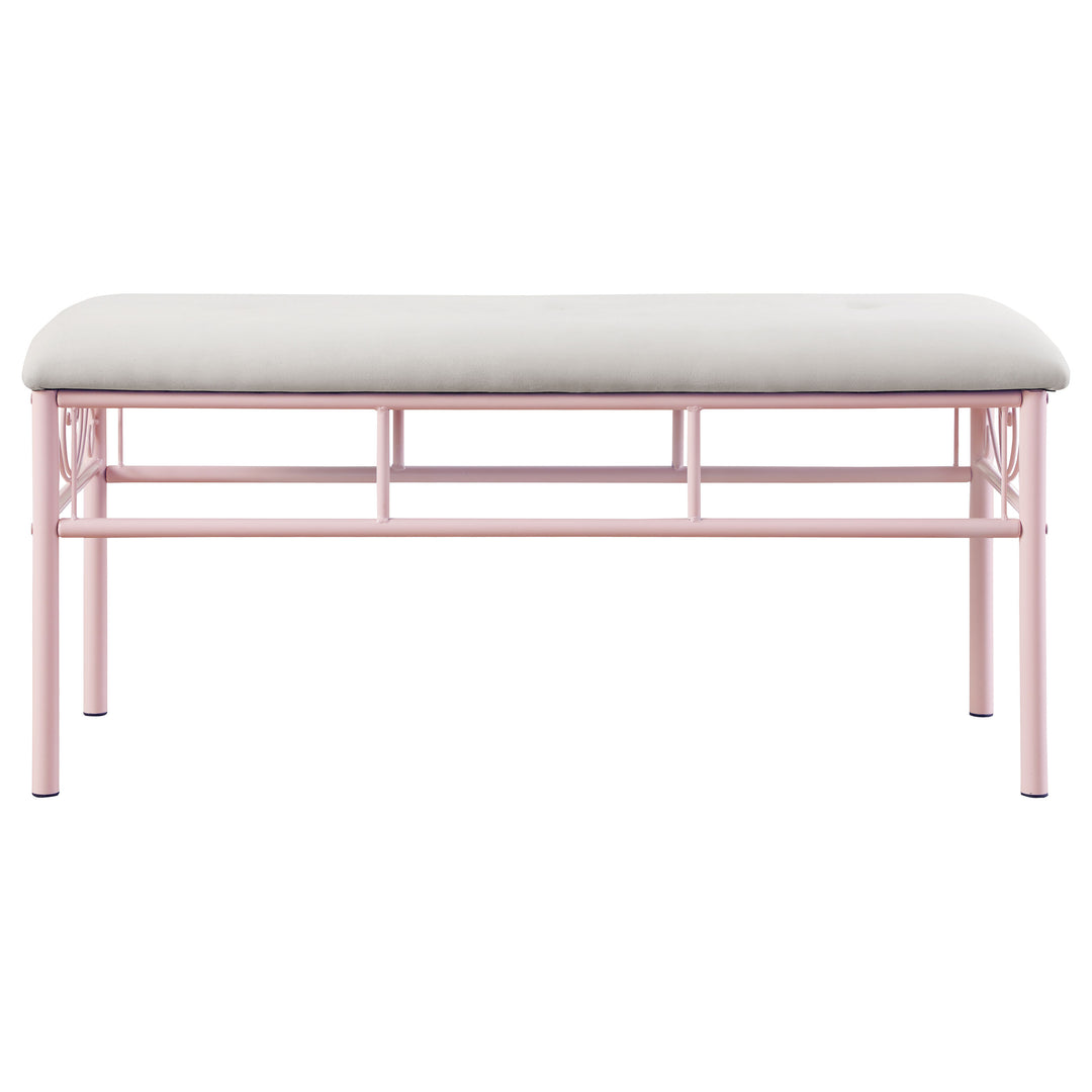 Massi Tufted Upholstered Bench Powder Pink