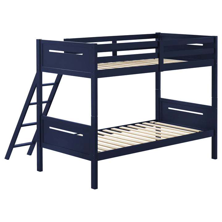 Littleton Wood Twin Over Twin Bunk Bed Blue