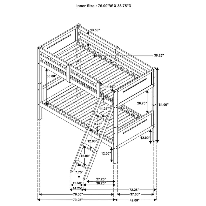 Littleton Wood Twin Over Twin Bunk Bed Espresso