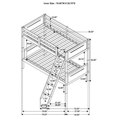 Littleton Wood Twin Over Twin Bunk Bed Espresso