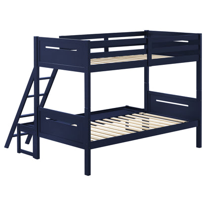 Littleton Wood Twin Over Full Bunk Bed Blue