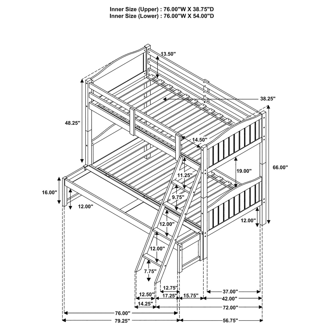 Arlo Wood Twin Over Full Bunk Bed Black