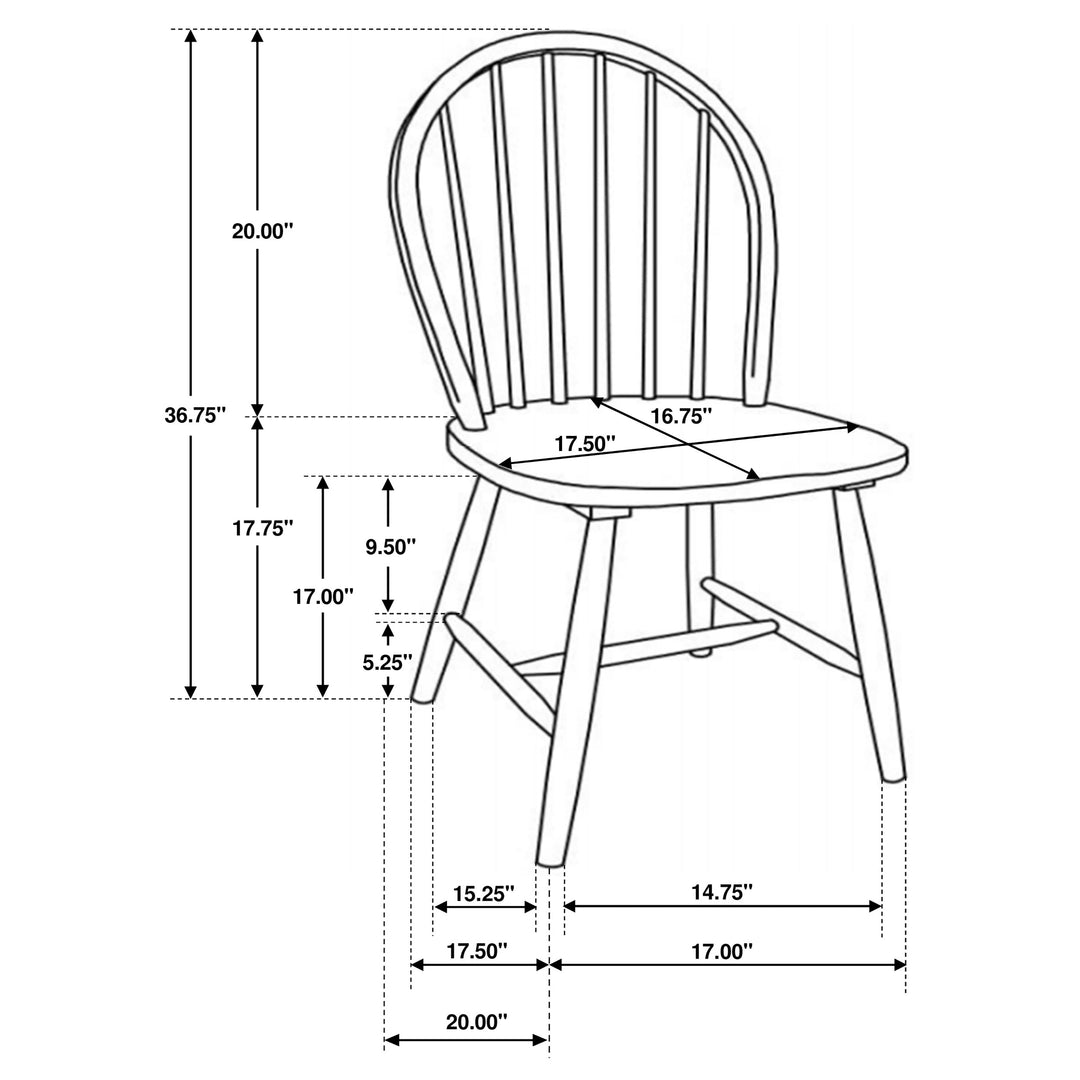 Cinder Windsor Side Chairs Natural Brown and White (Set of 4)