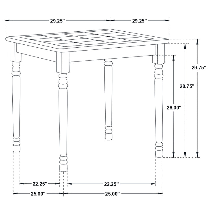 Carlene 5-piece Square Dining Table Natural Brown and White