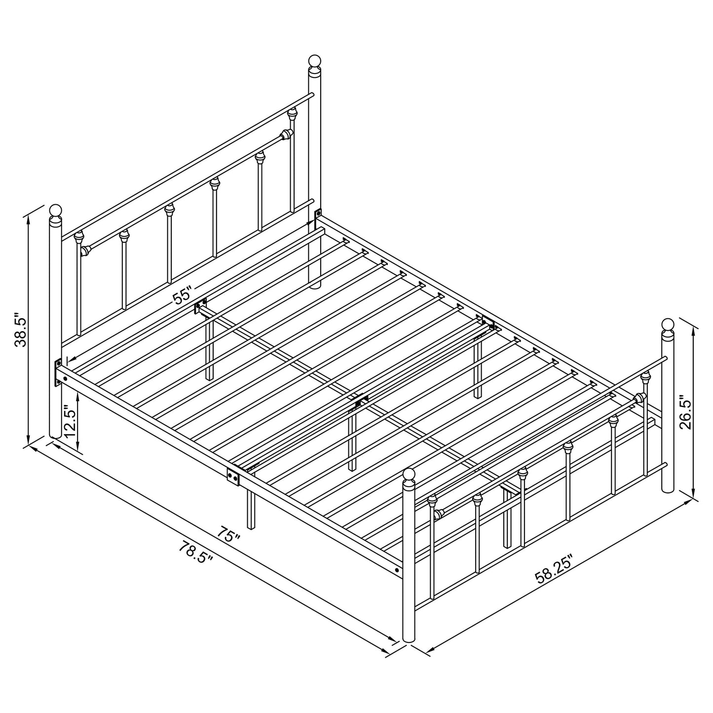 Canon Metal Full Open Frame Bed White