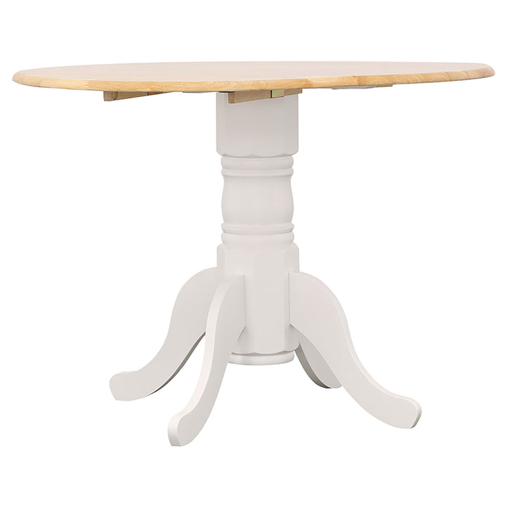 Allison Drop Leaf Round Dining Table Natural Brown and White