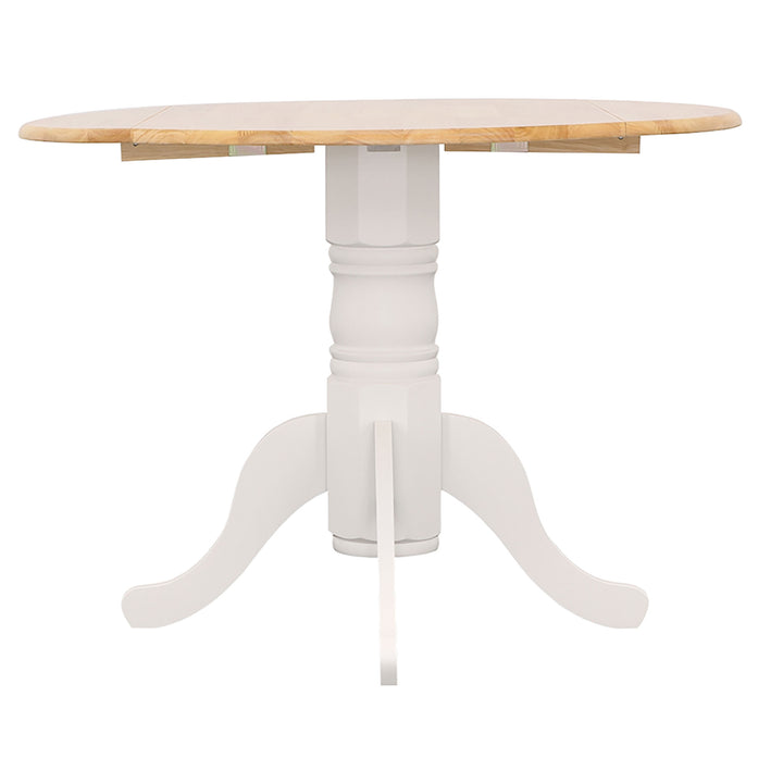 Allison Drop Leaf Round Dining Table Natural Brown and White