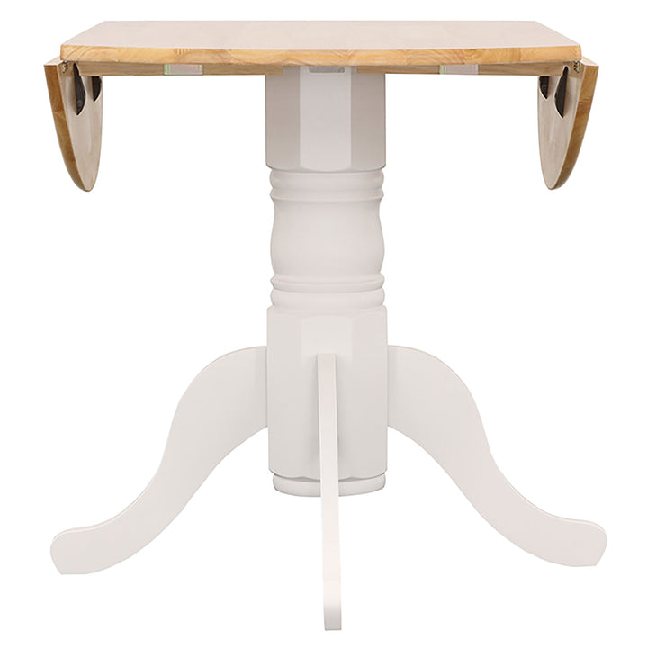 Allison Drop Leaf Round Dining Table Natural Brown and White