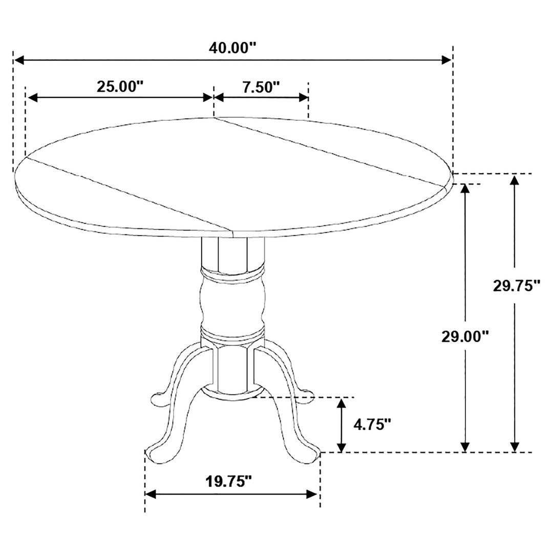 Allison Drop Leaf Round Dining Table Natural Brown and White