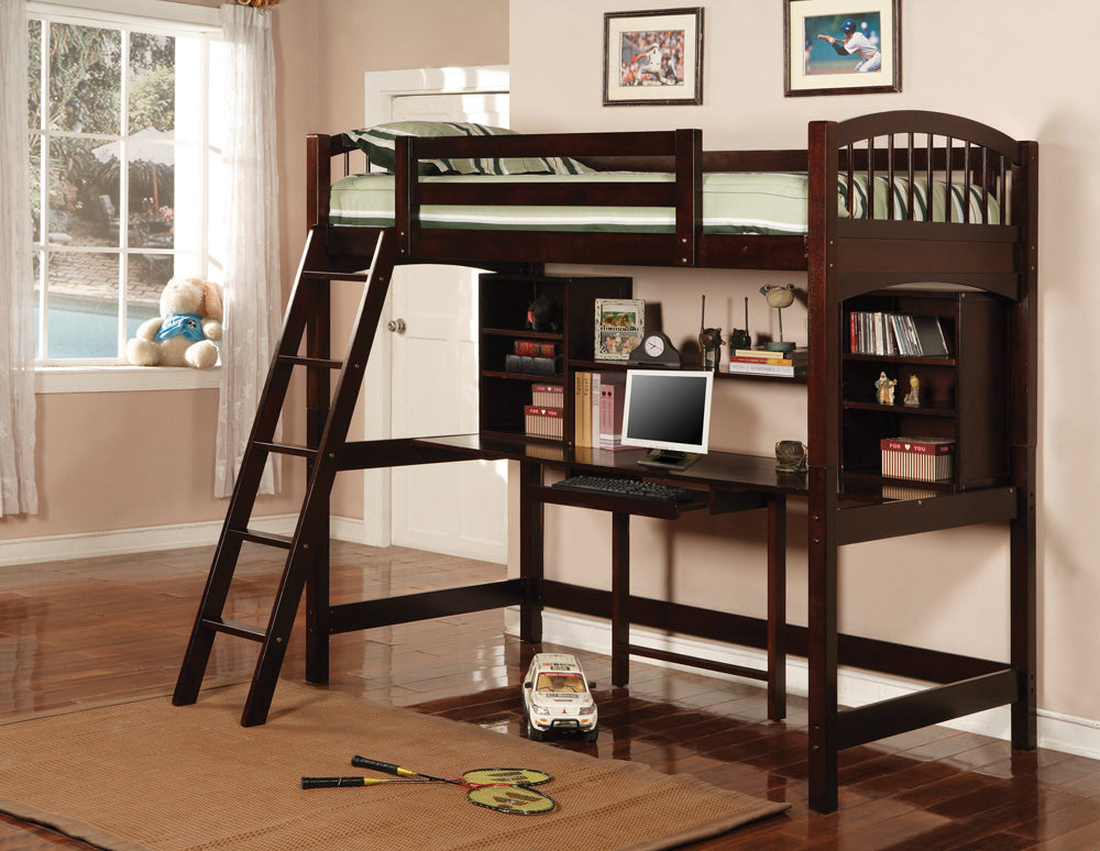 Perris Twin Workstation Loft Bed Cappuccino