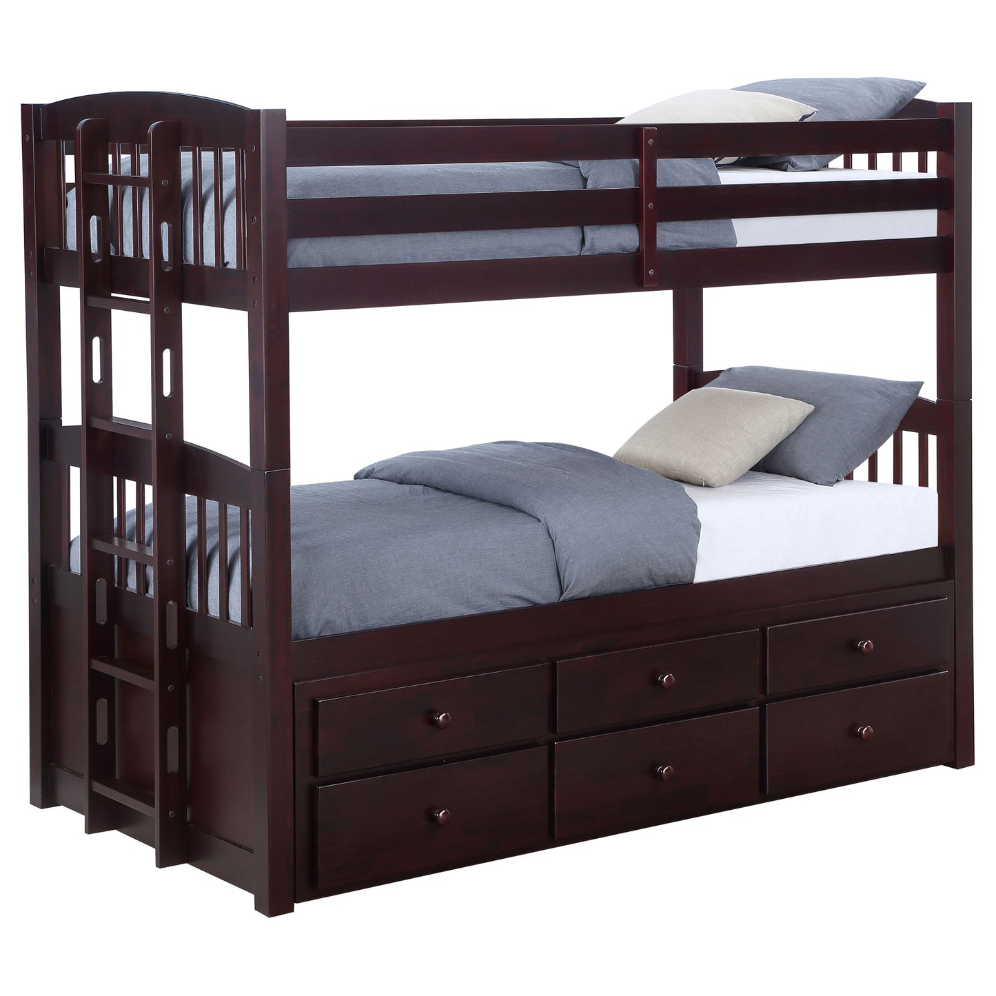 Kensington Twin Over Twin Bunk Bed with Trundle Cappuccino