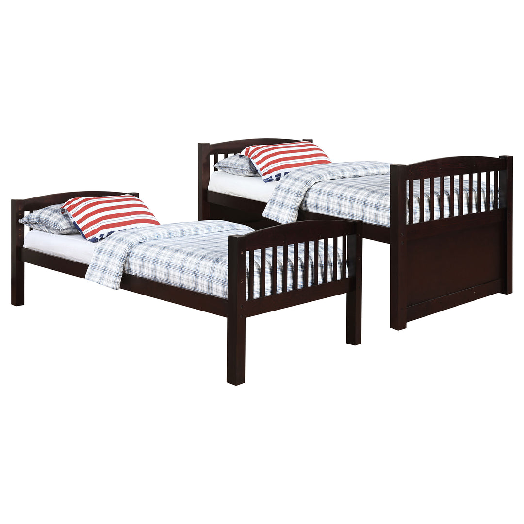 Kensington Twin Over Twin Bunk Bed with Trundle Cappuccino