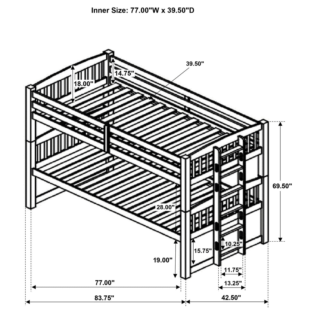 Kensington Twin Over Twin Bunk Bed with Trundle Cappuccino