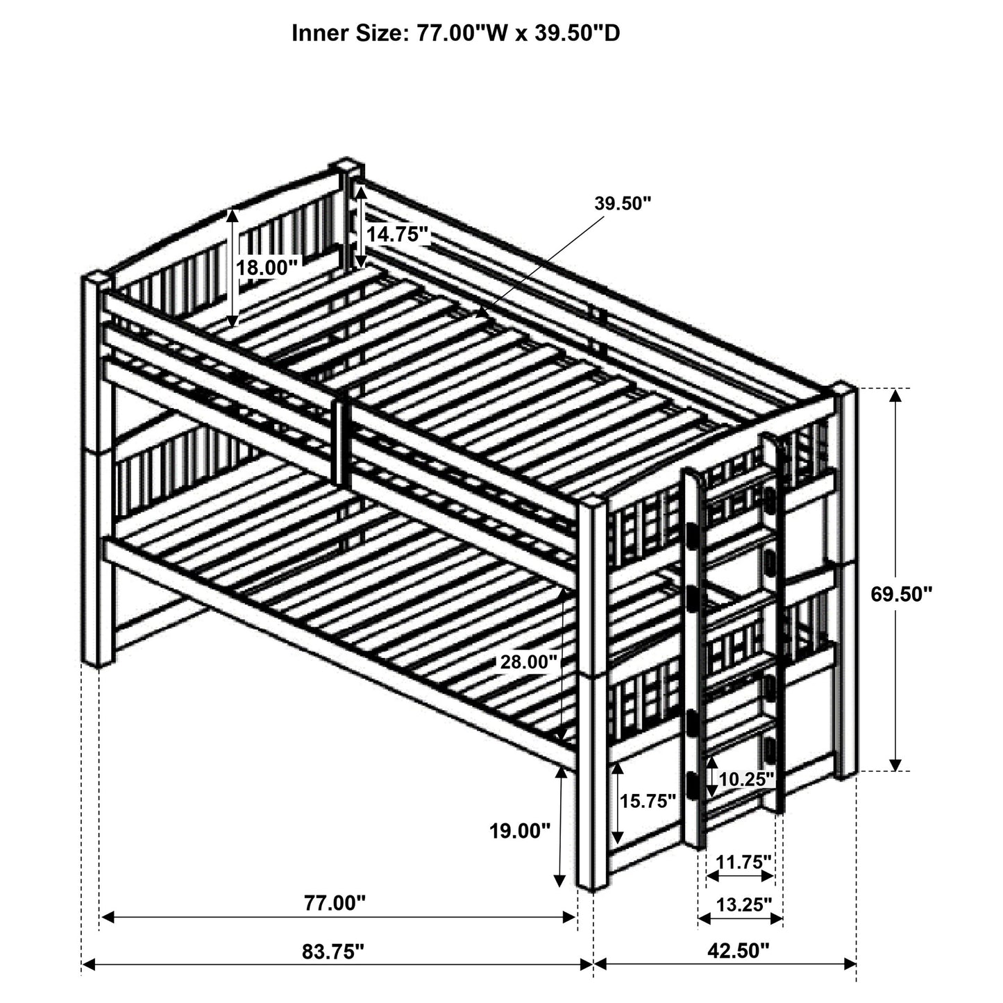 Kensington Twin Over Twin Bunk Bed with Trundle Cappuccino