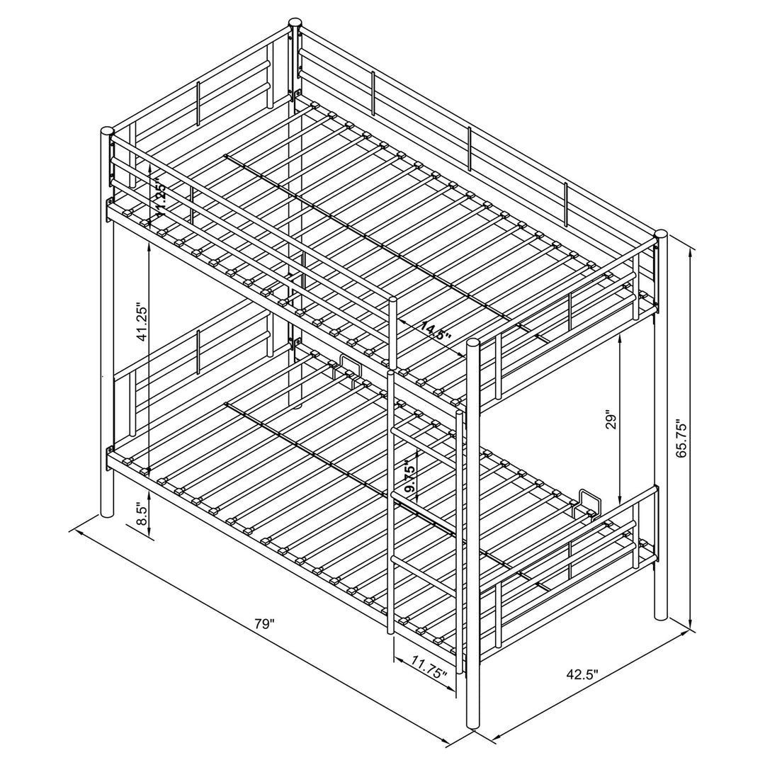 Hayward Metal Twin Over Twin Bunk Bed Black