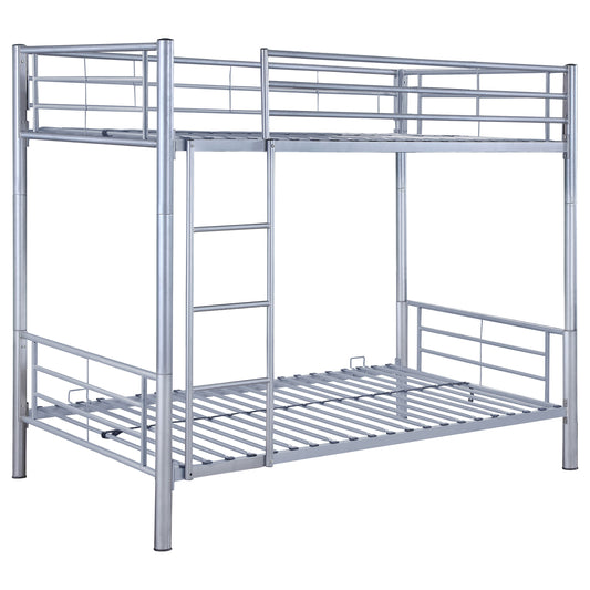 Hayward Metal Twin Over Twin Bunk Bed Silver