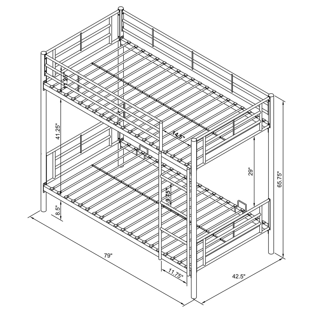 Hayward Metal Twin Over Twin Bunk Bed Silver