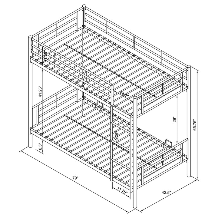 Hayward Metal Twin Over Twin Bunk Bed Silver