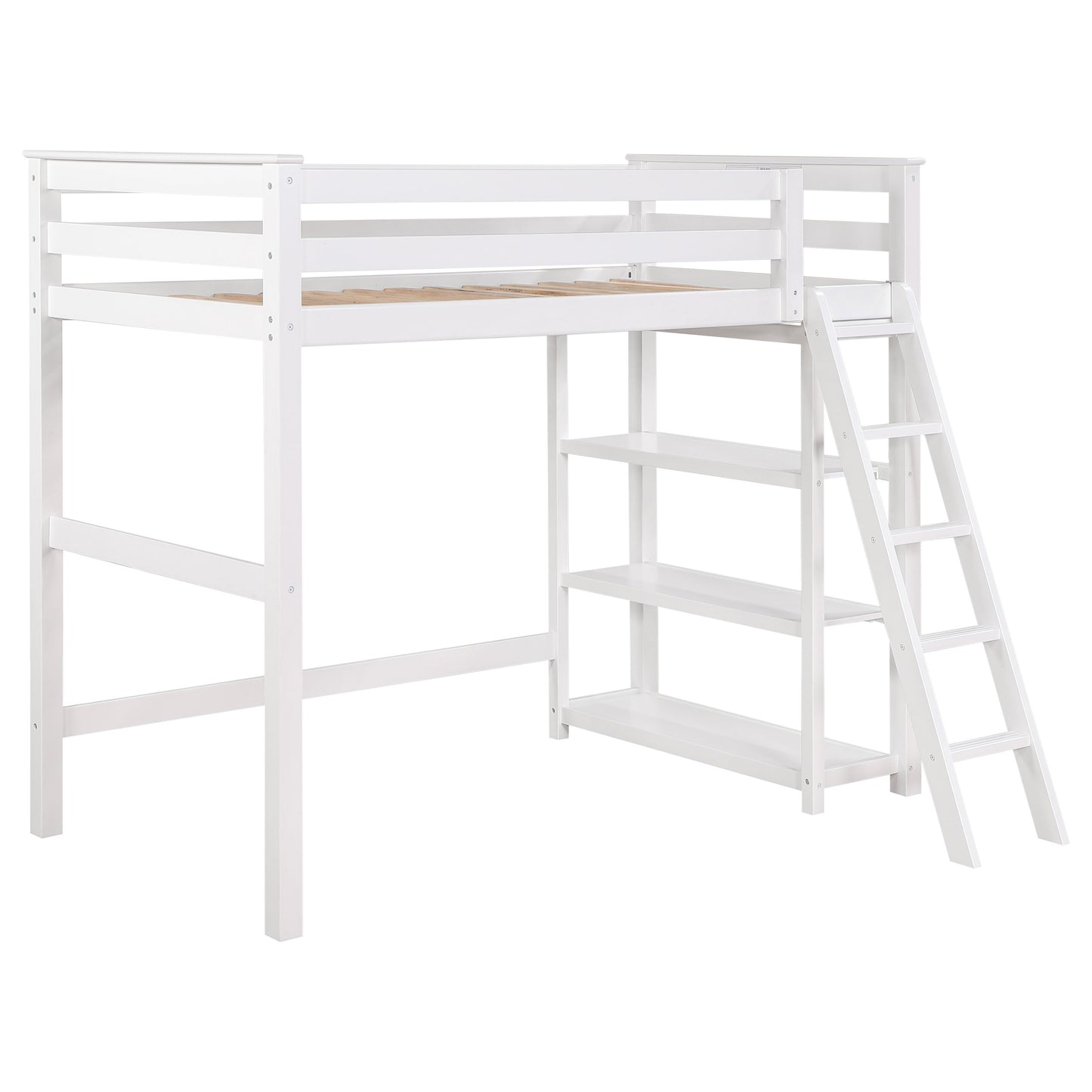 Anica 3-shelf Wood Twin Loft Bed White