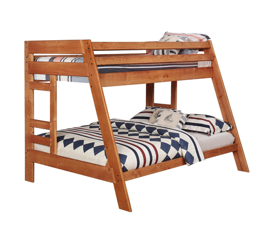 Wrangle Hill Wood Twin Over Full Bunk Bed Amber Wash