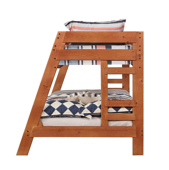 Wrangle Hill Wood Twin Over Full Bunk Bed Amber Wash