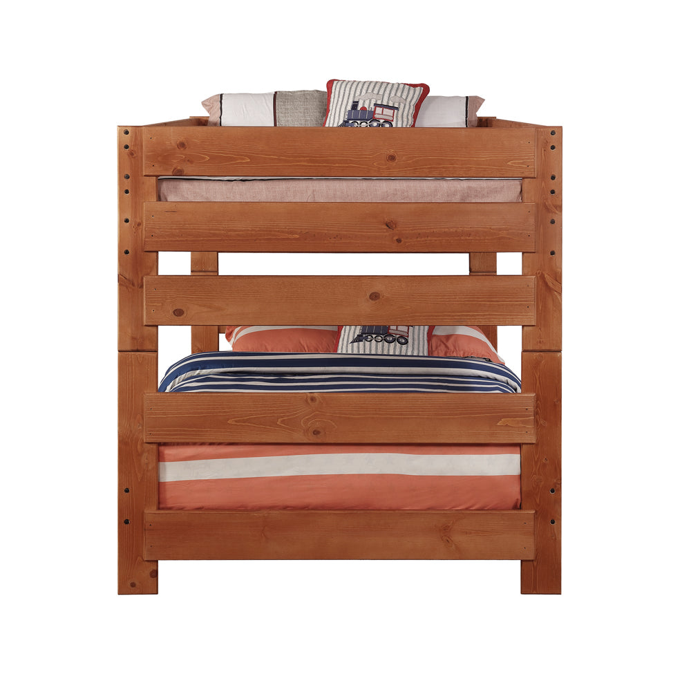 Wrangle Hill Wood Full Over Full Bunk Bed Amber Wash