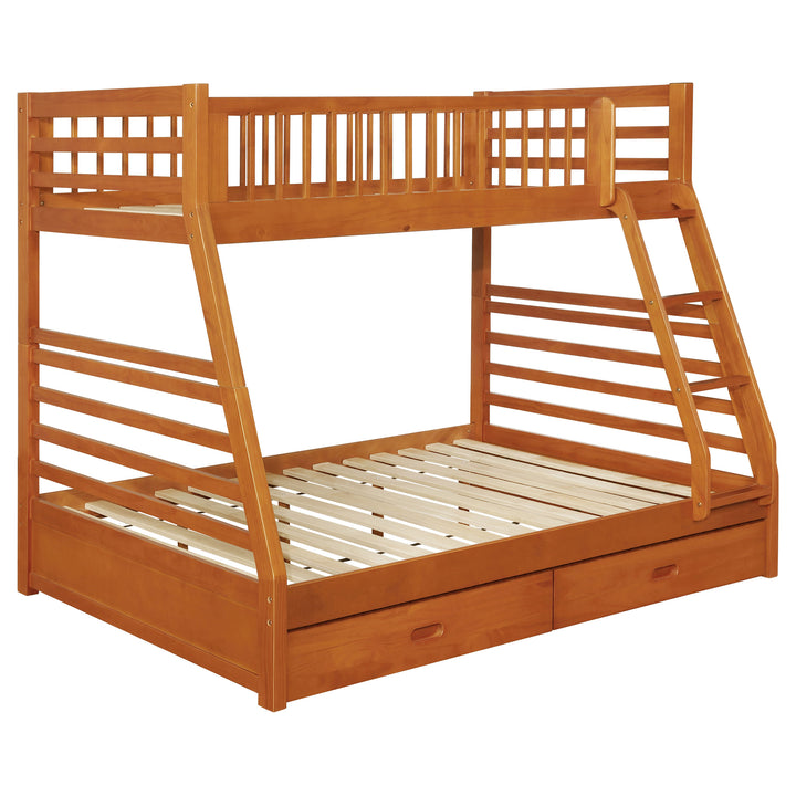 Ashton 2-drawer Wood Twin Over Full Bunk Bed Honey